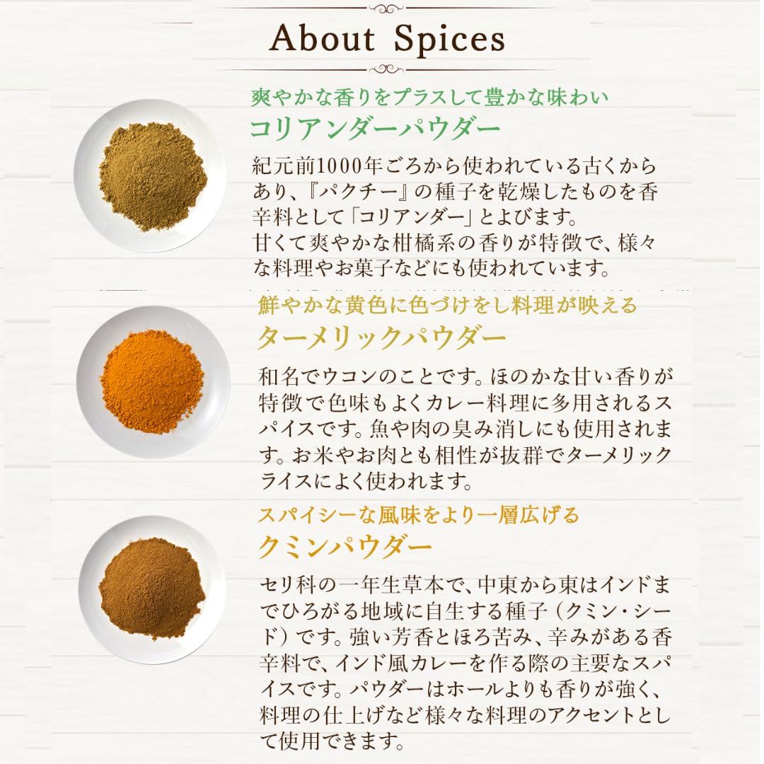 D'sTs スパイス カレー ターメリック クミンパウダー コリアンダーパウダー カレー粉 無添加 100g 3種セット